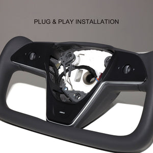 Model 3 & Y Yoke Steering Wheel 370MM– Premium Nappa Leather (S/X Style)