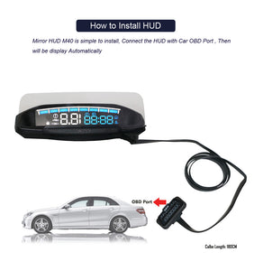 EANOP M40 OBDII Mirror HUD Head up I RPM & Speed projection