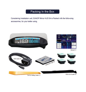 EANOP M40 OBDII Mirror HUD Head up I RPM & Speed projection